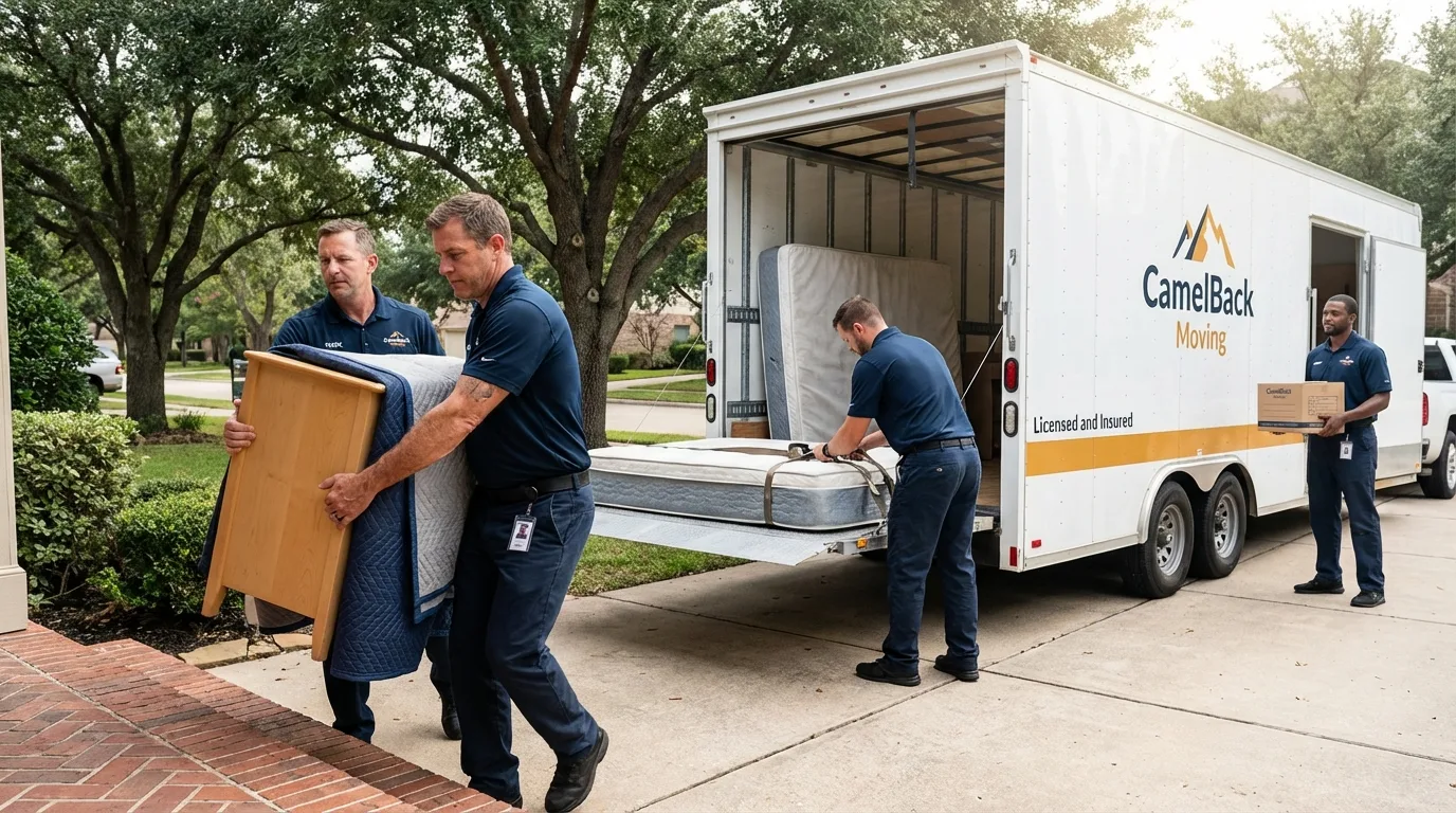 Crew loading residential truck for cross-state move from Braintree, MA