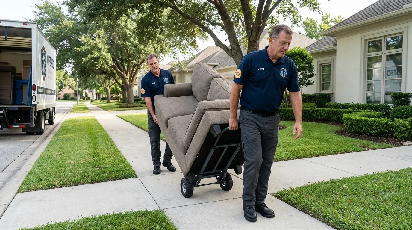 Local residential moving crew loading furniture in Braintree, MA